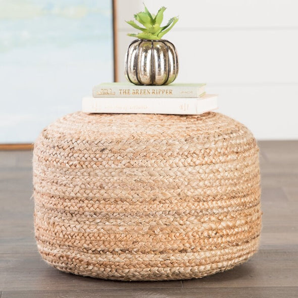 Round Pouf Ottoman Organic Accent To Any Space Seating, a Side Table or Coffee Table, or a Footrest