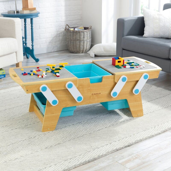 Kids Rectangular Interactive Table 200+ Building Bricks 360-Degree Play Space Allows Multiple Kids To Play Together