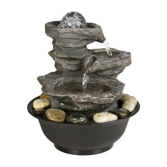 Resin 4-Tier Cascading Rock Falls Tabletop Water Relaxation Fountain with Light Portable, Great for Décor in Any Rooms