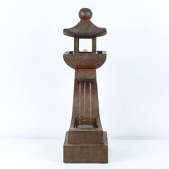 Resin Pagoda Fountain with Light Meditative Casis in your Garden or Patio with the Cascading Water Music