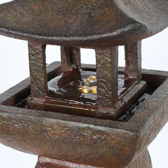 Resin Pagoda Fountain with Light Meditative Casis in your Garden or Patio with the Cascading Water Music