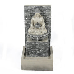 Buddha with Pedestal Patio Fountain with LED Light Perfect to your Outdoor Living area with this Gorgeous Buddha Patio Fountain