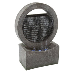 Resin Round Fountain with Light any Backyard Decor. Pump for Continuous Water Flow and Features 3 LED Lights on the Bottom Tier