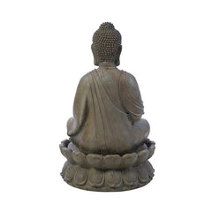 Fiberglass Outdoor Meditating Buddha Fountain with Light Keep Water Flowing Great in Your Yard or Garden, or Placed On Your Deck or Porch