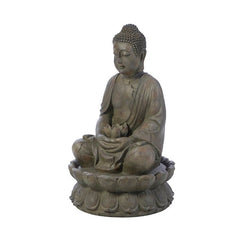 Fiberglass Outdoor Meditating Buddha Fountain with Light Keep Water Flowing Great in Your Yard or Garden, or Placed On Your Deck or Porch