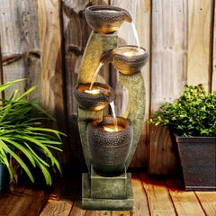 Resin Fountain with Light  To Any Indoor And Outdoor Decor Bring Elements Of Peace, Serenity, And Class To Your Garden, Patio, Porch