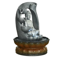 Resin Buddha Tabletop Water Fountain for Home and Office Decoration Sculpture Fountain with Light