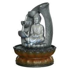 Resin Buddha Tabletop Water Fountain for Home and Office Decoration Sculpture Fountain with Light