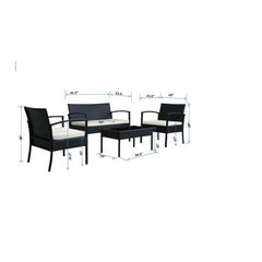 Off-White/Ivory 4 Person Seating Group with Cushions Your Outdoor Hangout Space Our-Piece Patio Conversation Set Rectangular Coffee Table