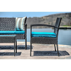 4 Person Seating Group with Cushions Update Your Outdoor Hangout Space Our-Piece Patio Conversation Set Rectangular Coffee Table