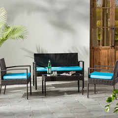 4 Person Seating Group with Cushions Update Your Outdoor Hangout Space Our-Piece Patio Conversation Set Rectangular Coffee Table