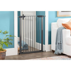 Steel Pressure Mounted Pet Gate Keep Your Pet Safe And Sound with This Freestanding Pet Gate Place It At The Entrance of Your Living Room