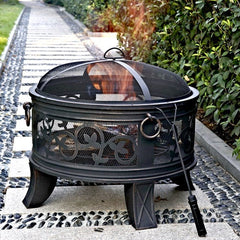 Granada 26 inch Round Steel Fire Pit, Antique Bronze