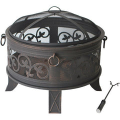 Granada 26 inch Round Steel Fire Pit, Antique Bronze