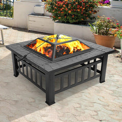 Ktaxon Homes and Gardens 32" Outdoor Metal Firepit Backyard Patio Garden Square Stove Fire Pit