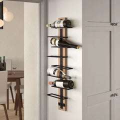 Wall Mounted Wine Bottle Rack in Brown/Black