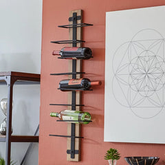 Wall Mounted Wine Bottle Rack in Brown/Black