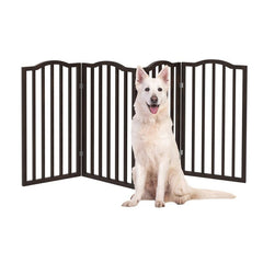 4-Panel Wooden Pet Gate Free-Standing Barrier Can Be Used to Block off Access to Certain Areas Stairs, Hallways