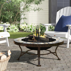 Joliet Steel Wood Burning Fire Pit burning fire pit is styled with industrial rivets that will enhance any backyard patio