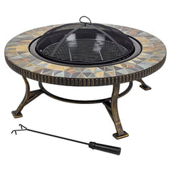 Joliet Steel Wood Burning Fire Pit burning fire pit is styled with industrial rivets that will enhance any backyard patio