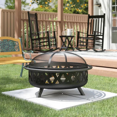 Derbyshire 24" H x 36" W Steel Wood Burning Outdoor Fire Pit