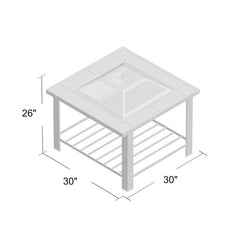 Izquierdo Steel Wood Burning Fire Pit Table