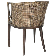 Bungalo 22.25'' Wide Cotton Barrel Chair Barrel Chair with White Cotton Cushion is a Pure Sculpture. Its Exquisite Rattan Back