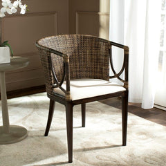 Bungalo 22.25'' Wide Cotton Barrel Chair Barrel Chair with White Cotton Cushion is a Pure Sculpture. Its Exquisite Rattan Back