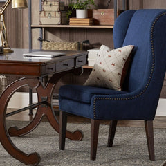 Wingback Chair Adds Stately Style To Any Living Room or Den Four Tapered Legs and Features Neutral-Hued Polyester