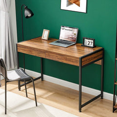 GreenForest 47" Writing Desk with 2 Storage Drawers, Home Office Computer Desk,Modern Study Laptop Table, Makeup Vanity Console Table,