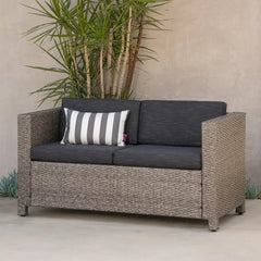 Outdoor Wicker Loveseat with Cushions Woven Polyethylene Wicker, and it Water-Resistant