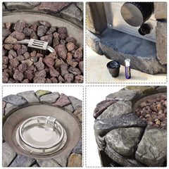 40,000 BTU Stone Gas Fire Stove Pit for Outdoor Patio Garden Backyard