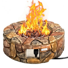 40,000 BTU Stone Gas Fire Stove Pit for Outdoor Patio Garden Backyard