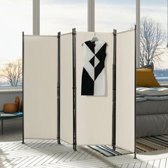 4-Panel Room Divider Folding Privacy Screen with Adjustable Foot Pads