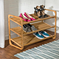 3 Tier 12 Pair Shoe Rack Perfect for Helping Organize any Entryway, This Shoe Rack Features Three Tiers of Shelving Organizing