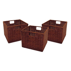 Set of 3 Rattan Basket Set Great to Any Space for Entryway, Playroom, Bathroom Crafted Wicker Rattan Perfect for Space Saving