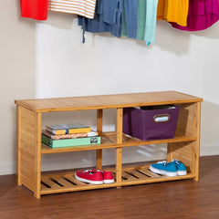 10-Pair Bamboo Shoe Storage Bench