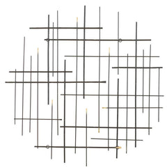 Metal Wall Décor A crosshatched design of varying line lengths