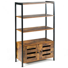 Wooden Storage Shelfing with Industrial Storage Shelf w/2 Shutter Doors