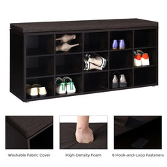 Wooden Shoe Storage 15 Pair Shoe Storage Bench