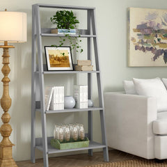 Gray, Ladder Bookcase Revamp that Cluttered Corner Contemporary Ladder Bookcase Four Shelves to Showcase Books and Games. Potted Plants