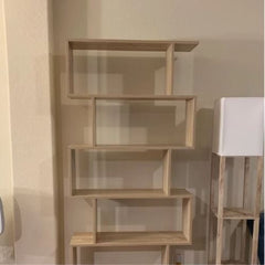 Geometric Bookcase Perfect for your Hallway Entrance, Living Room, Office, Bedroom S-Shaped with 6 Shelves, Offers Displaying and Storing