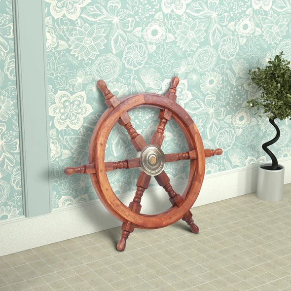 Brookvale Bilbao Ship Wheel Sculpture with Awe-inspiring Grand Nautical Decor