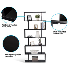 6-Tier S-Shaped Style Storage Bookshelf