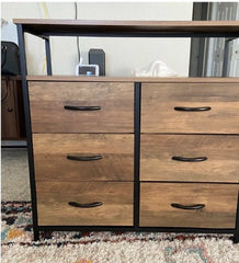 Light Brown 6 Drawer Chest Perfect for Bedroom, Living Room, Nursery or Kid's Room, Playrooms, Toddlers room. 6 Separate Drawers and 2 Tier