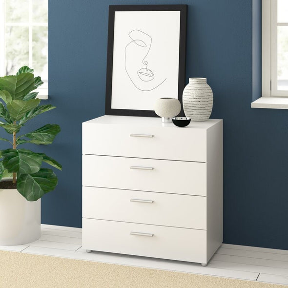 White 4 Drawer 31.57'' W Dresser The Four Drawers Sit on Ball Bearing Glides and Plenty of Spare Storage Space