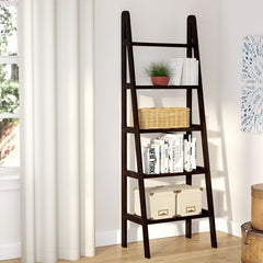 Espresso 72'' H x 24.75'' W Solid Wood Ladder Bookcase  Keep Your Favorite Potted Plants Front and Center Solid Pine Wood