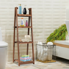 4-Tier Folding Wood Plant Stand Plant Shelf Can Also Be Used as an Organizing Shelf, Shoes Storage Shelf and Bathroom Shelf