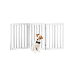 White 3-Panel Free Standing Pet Gate Great Blocking Doorways, Hallways and Stairs The Plastic Feet Protection for your Flooring