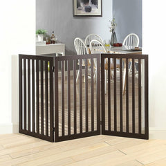 60" W  Wooden Free Standing Pet Gate Dual-Sided Folding System, Allowing U/Z Shape Folding. Perfect for Your Small Puppy